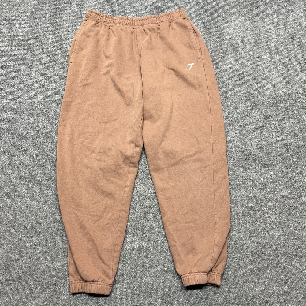 Gymshark Sweatpants Mens Medium Brown Fleece Elastic Waist Pockets Gym Athletic